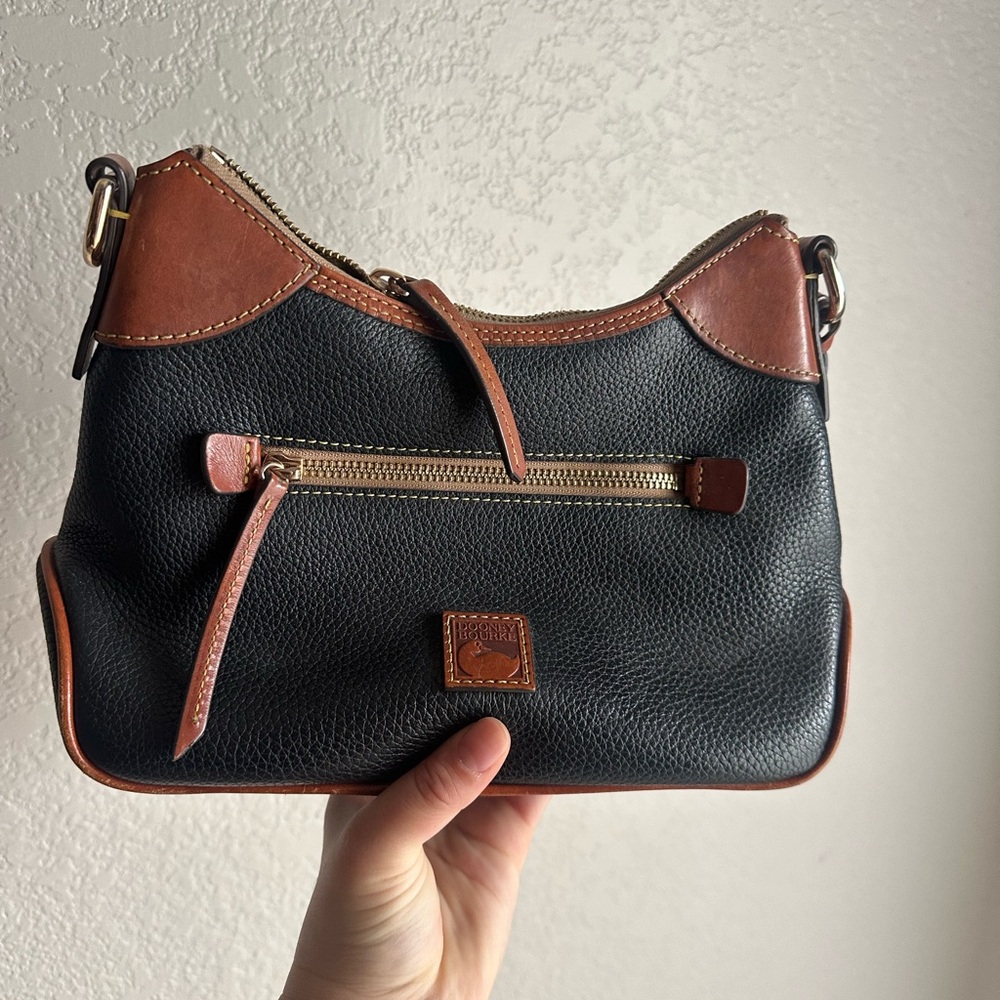 Dooney & Bourke Black and Tan Leather Shoulder Bag
